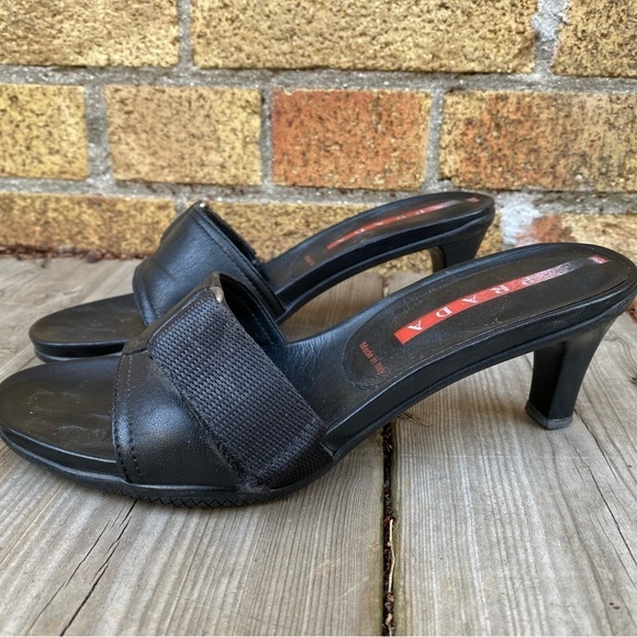 Vintage Prada Sport Black Leather Mules Size 35.5 - Picture 6 of 16
